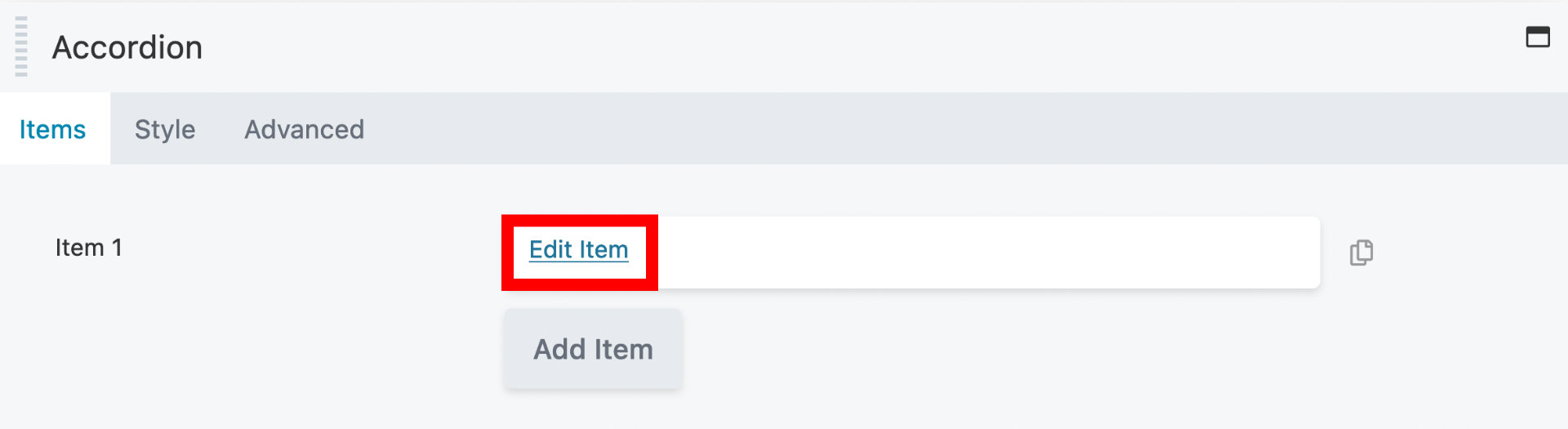 Edit accordion items